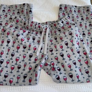 Cozy Gray Wine Glass Print Pajama Pants